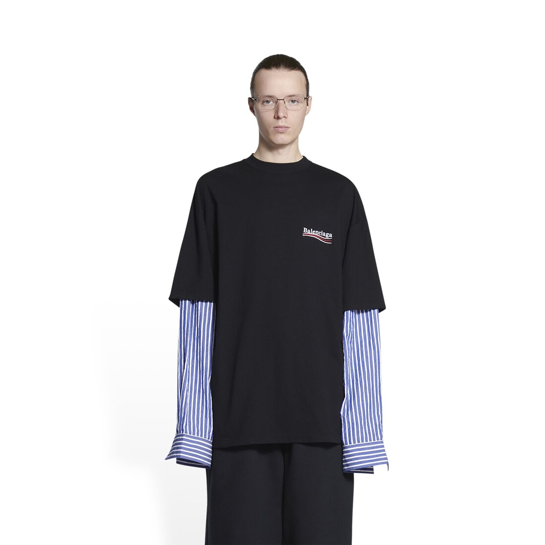 Men's Political Campaign Layered T-shirt in Black | Balenciaga US