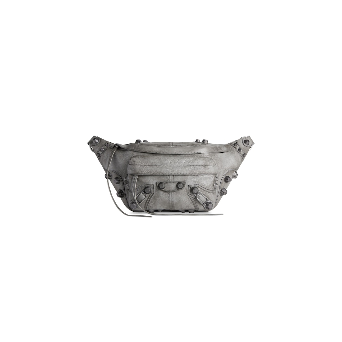 Le Cagole Embellished Leather Belt Bag in Grey - Balenciaga