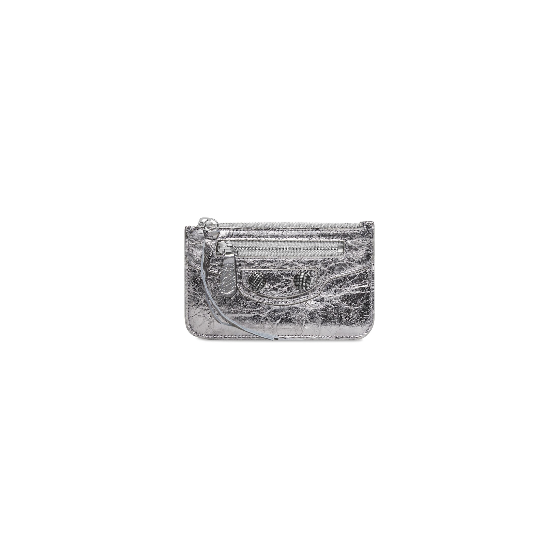 Balenciaga Le Cagole Langes Münz- und Kartenetui Metallic - Silber - Damen - Lammleder