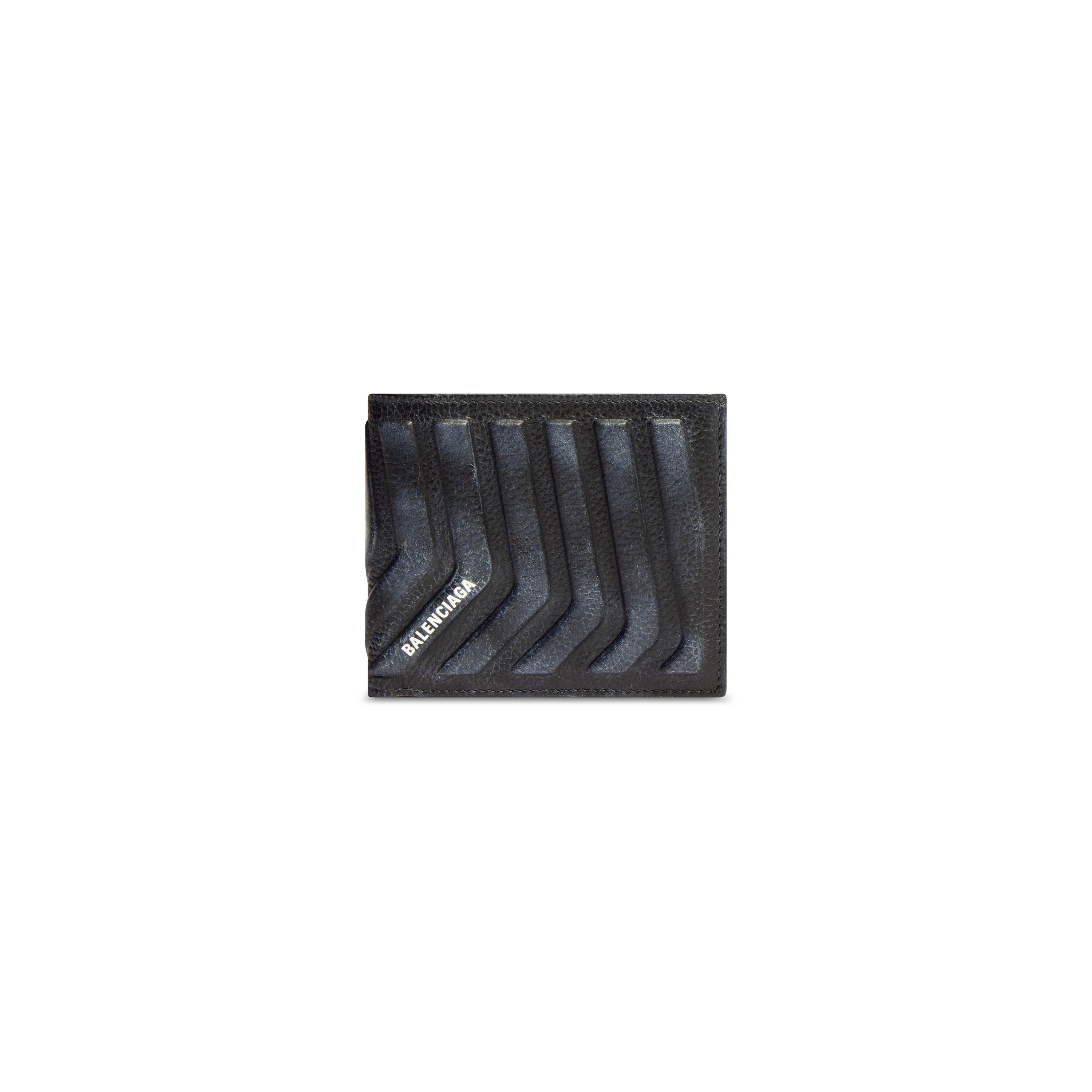 Men's Car Square Folded Wallet Dirty Effect in Black | Balenciaga US