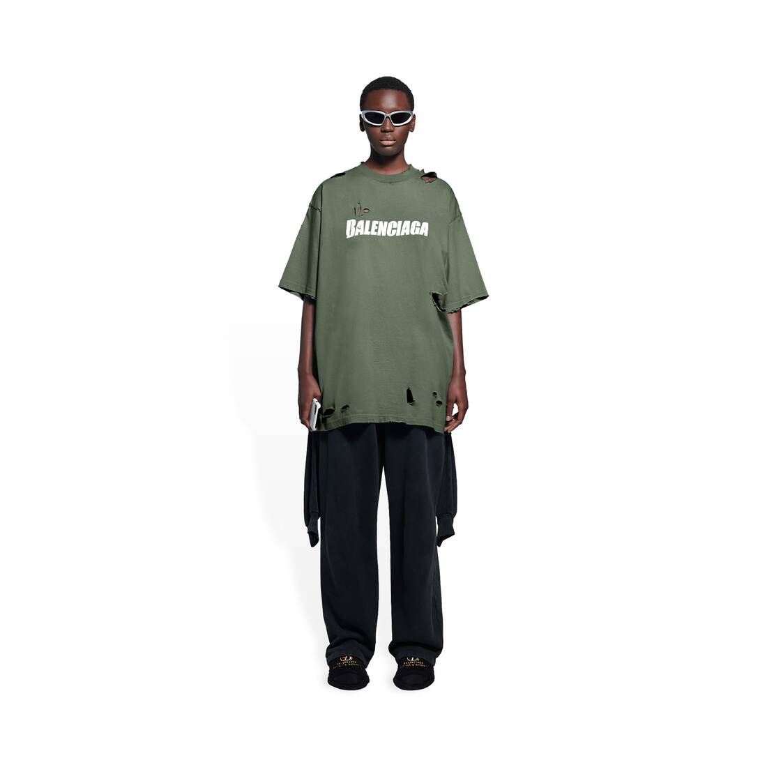 BALENCIAGA  Logo Tshirt Medium Fit Green  Anrosa Store