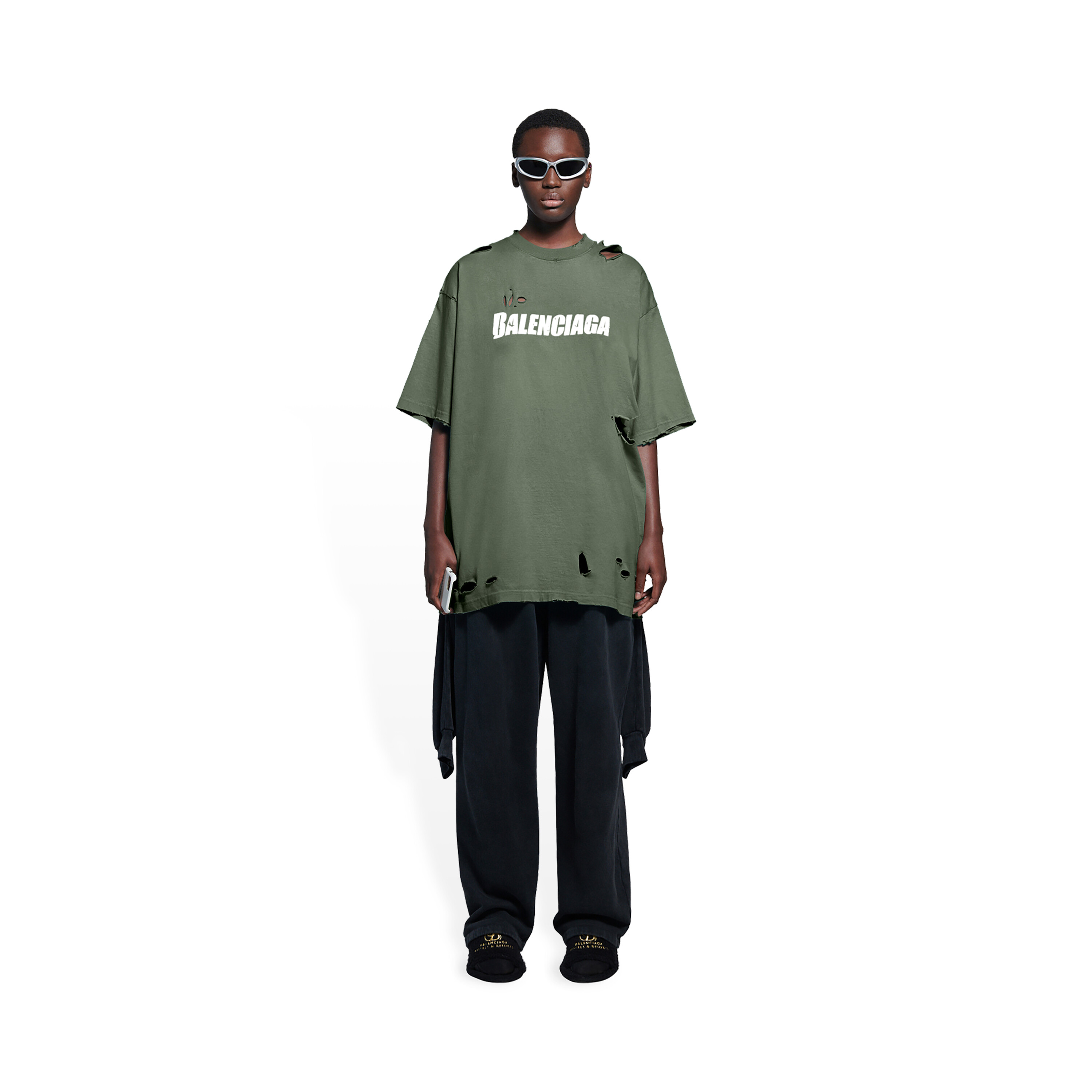 Balenciaga Maxi Logo Tshirt in Green for Men  Lyst