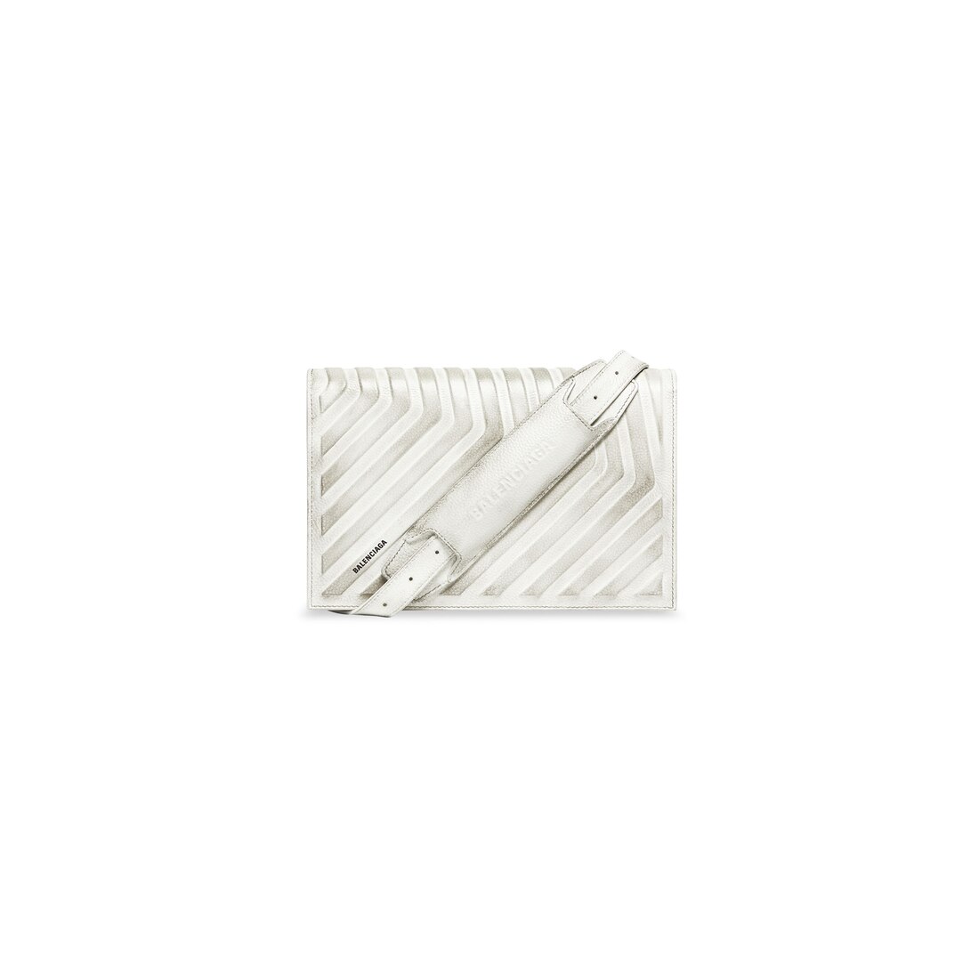 Men's Car Flap Bag With Strap Dirty Effect in White | Balenciaga CA