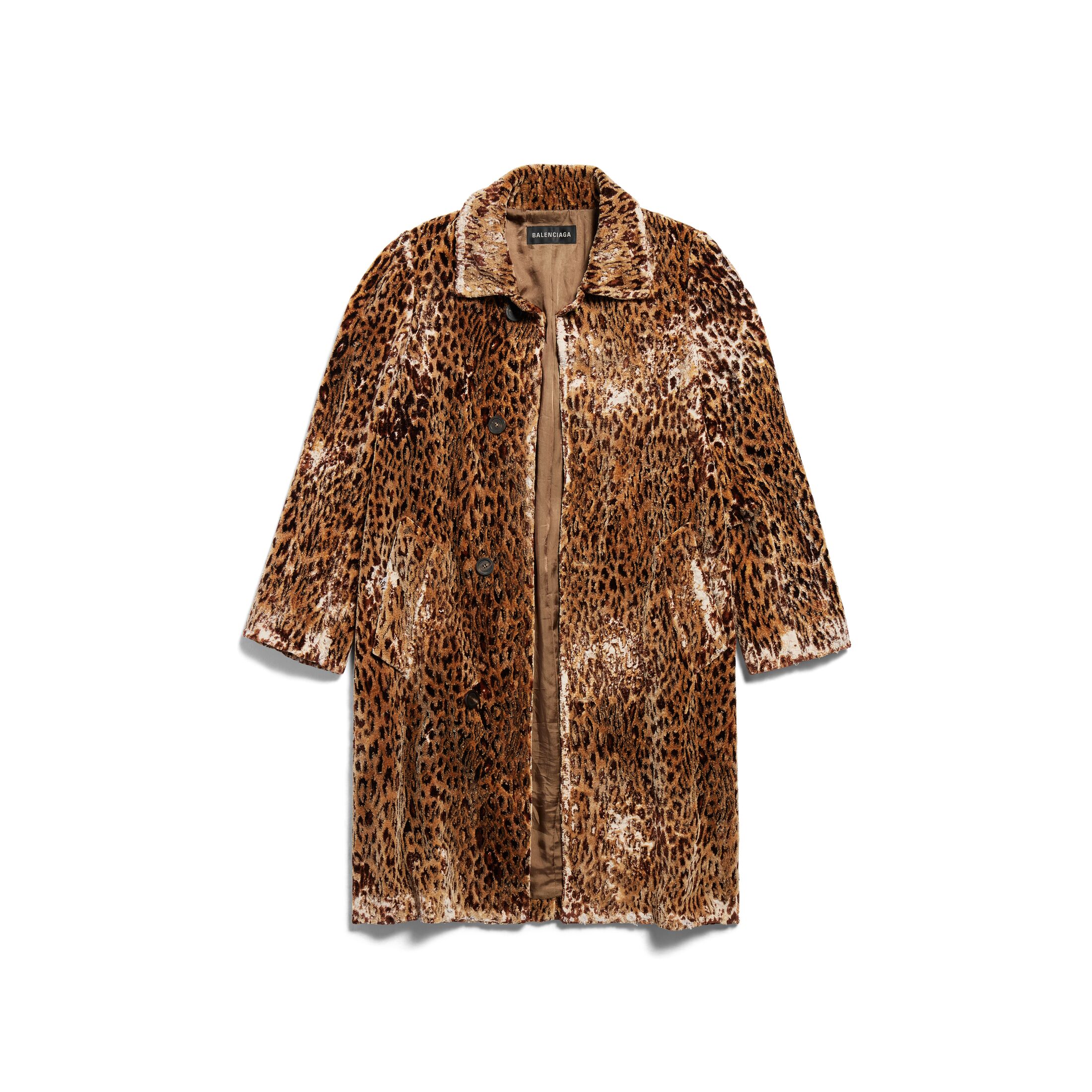 Balenciaga Leopard Shrunk Coat - Brown - Unisex - S - Viscose