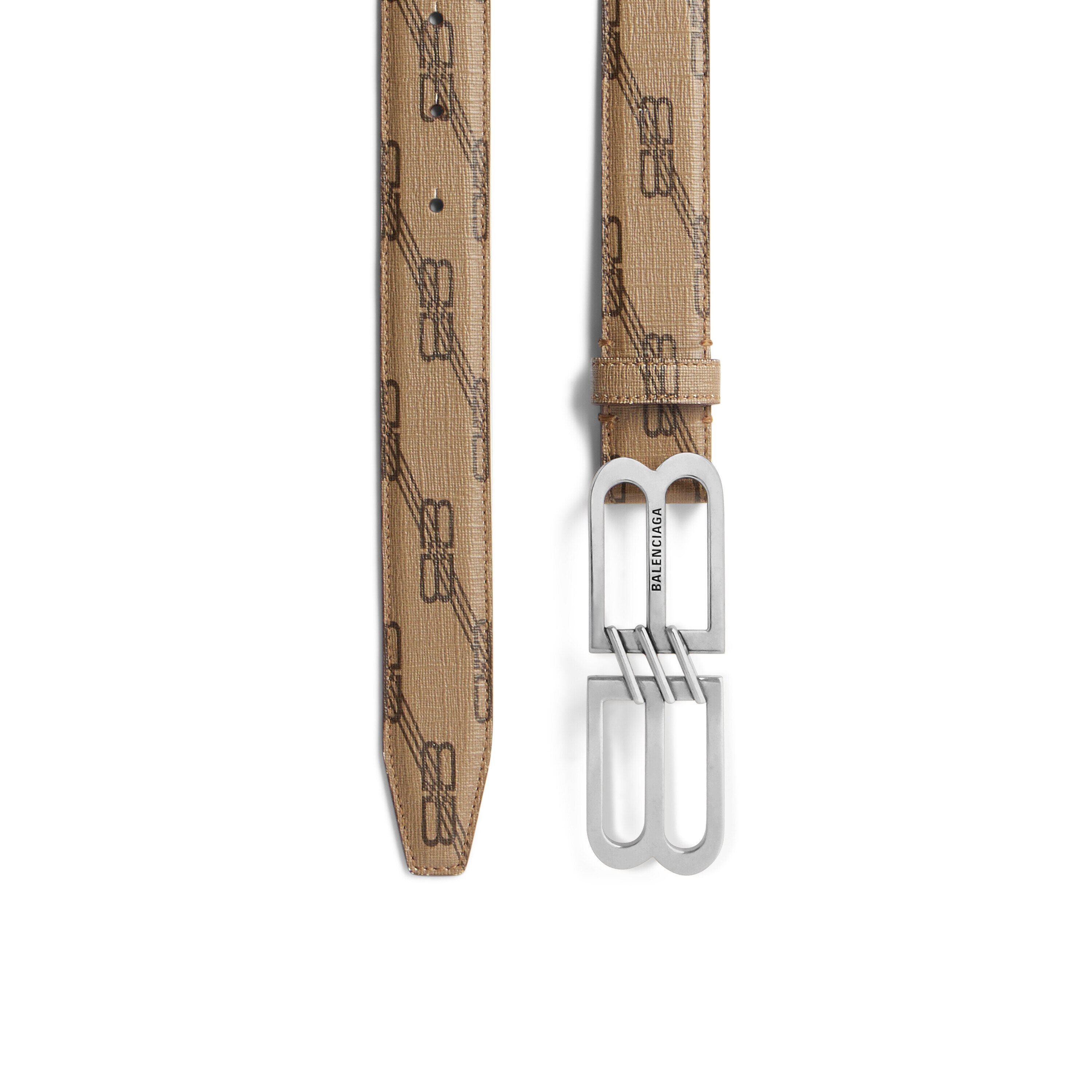 BB Signature coated canvas belt in beige - Balenciaga