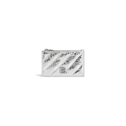 crush long coin and card holder metallized quilted