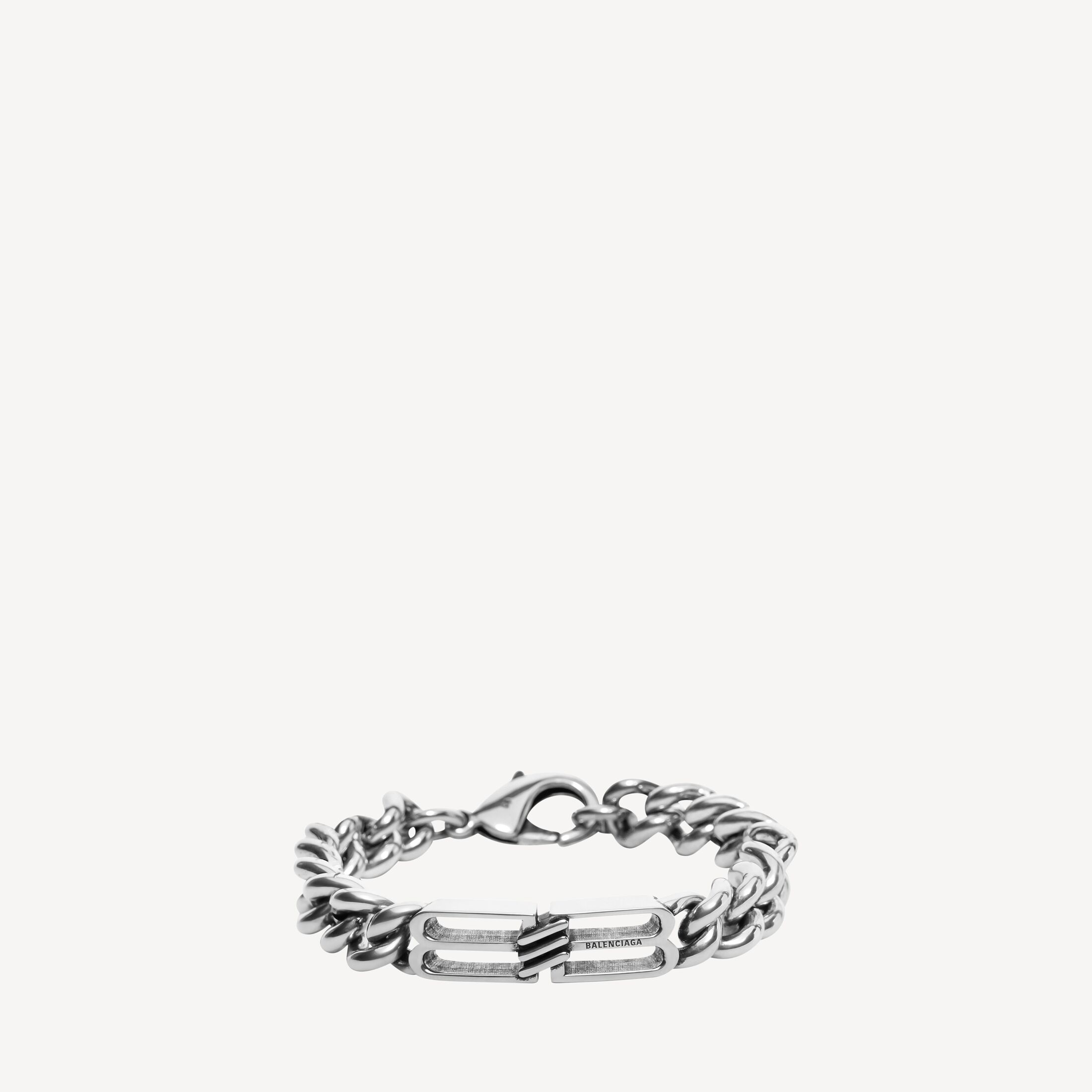 Balenciaga BB Icon Gourmette Bracelet - Silver - Man - L - Brass