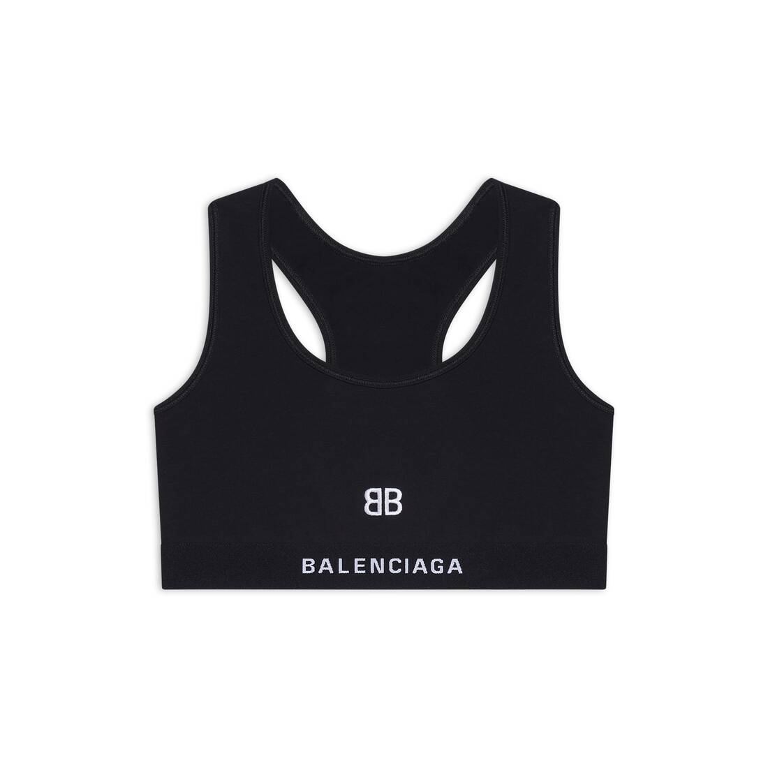 Balenciaga: Black Elastic Sport Bra