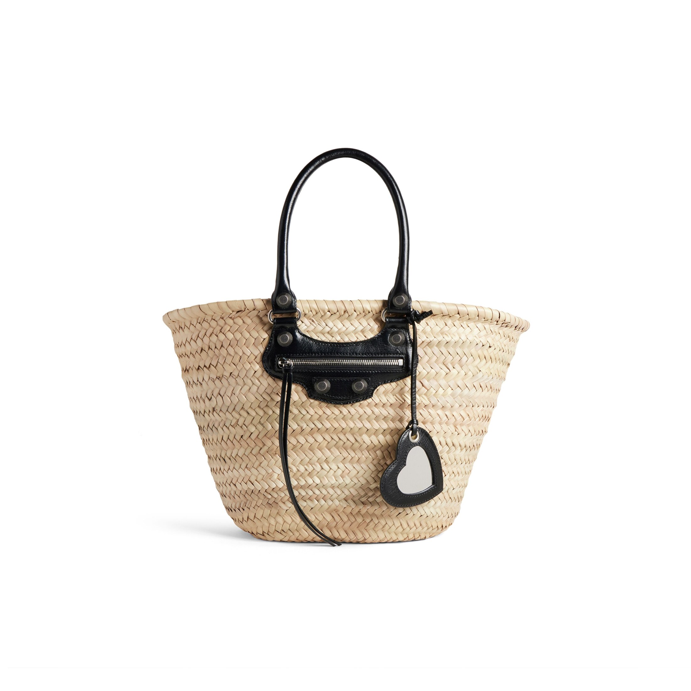 Balenciaga Panier Le Cagole Moyen Modèle - Beige - Femme - Fibres Végétales, Cuir D'Agneau