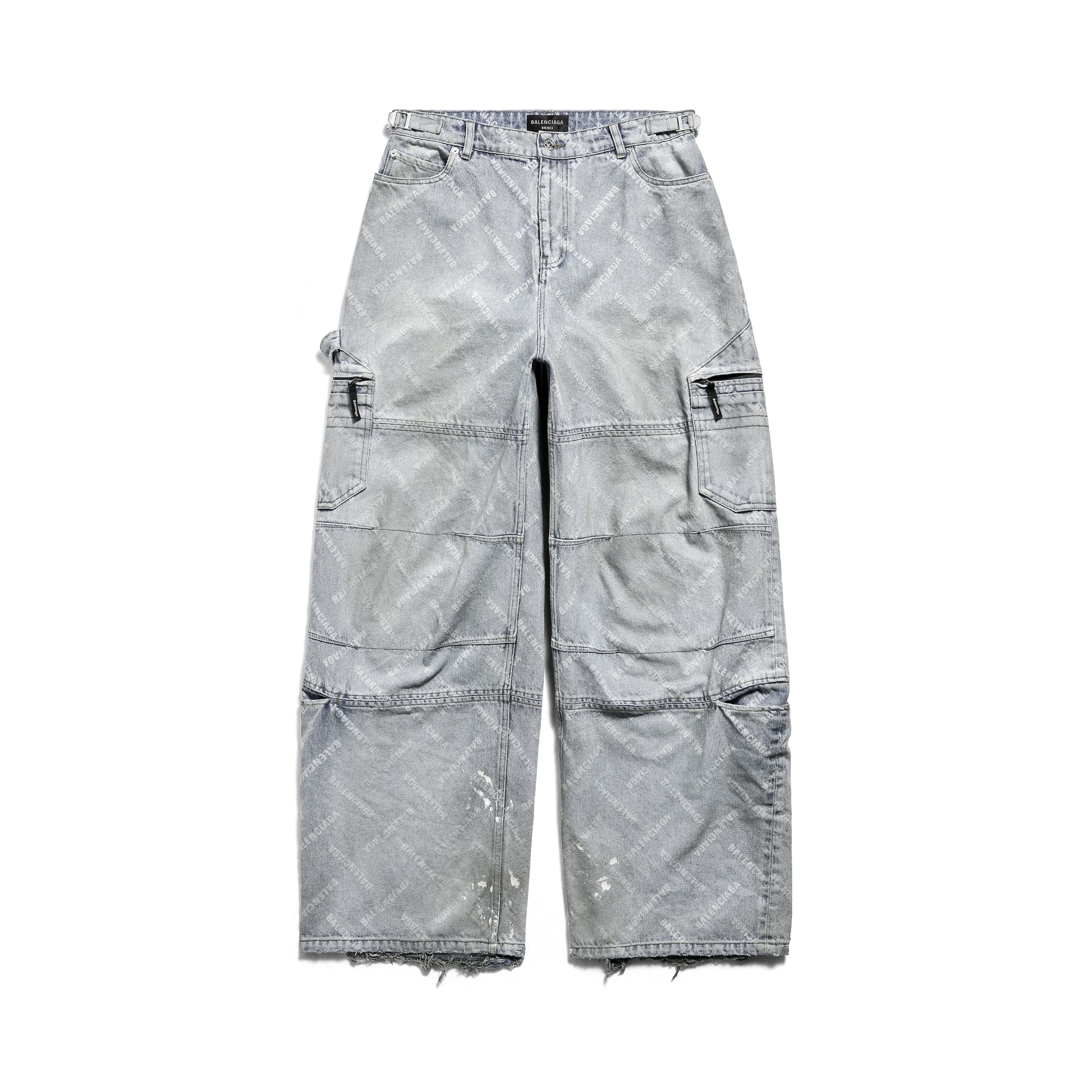Balenciaga Pantaloni Cargo Bal Diagonal Allover - Blu - Unisex - M - Cotone