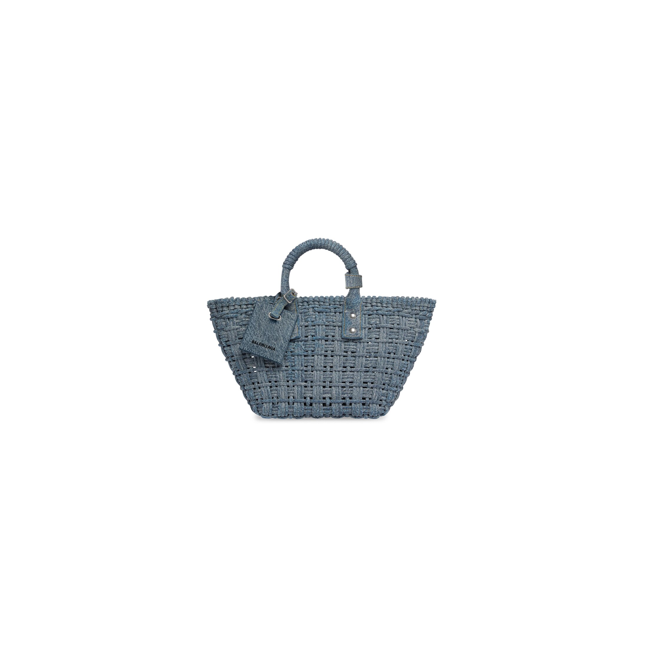 Balenciaga Bistro XS Basket With Strap Denim - Blue - Woman - Cotton, Lambskin