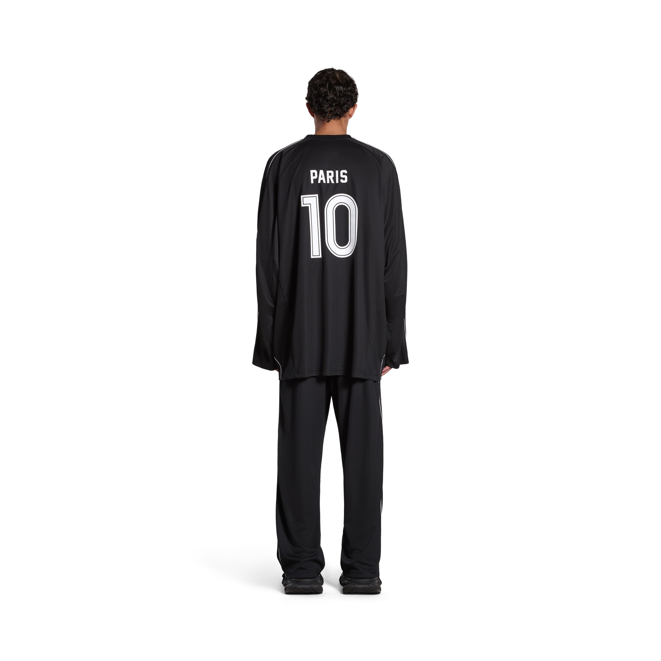 Paris Soccer Long Sleeve T-shirt Oversized in Black/white | Balenciaga US