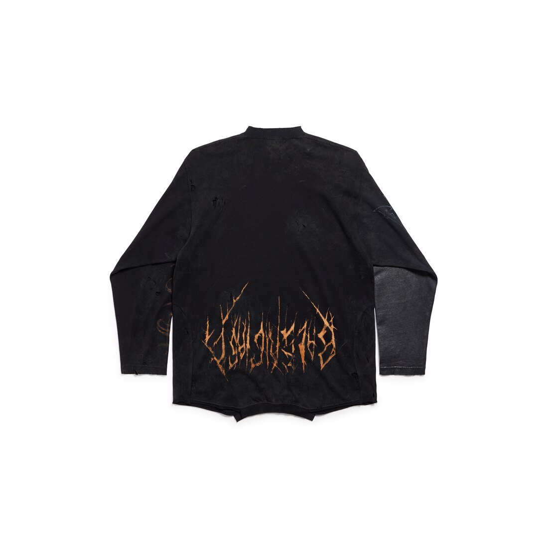 Paris Moon Upside Down Long Sleeve T-shirt Oversized in Black Faded