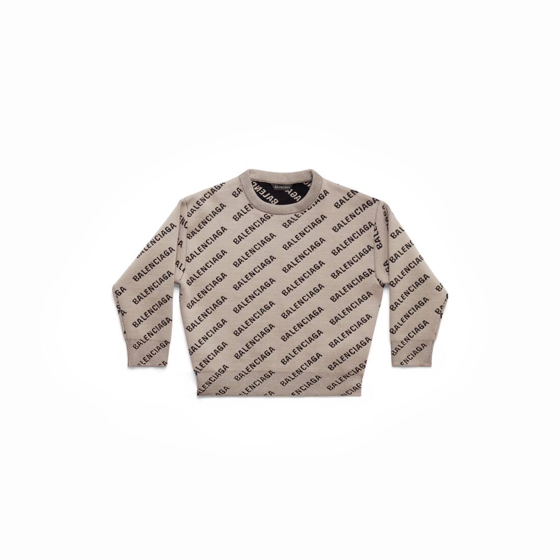 - Mini Allover Logo Sweater in Dark Beige | Balenciaga US