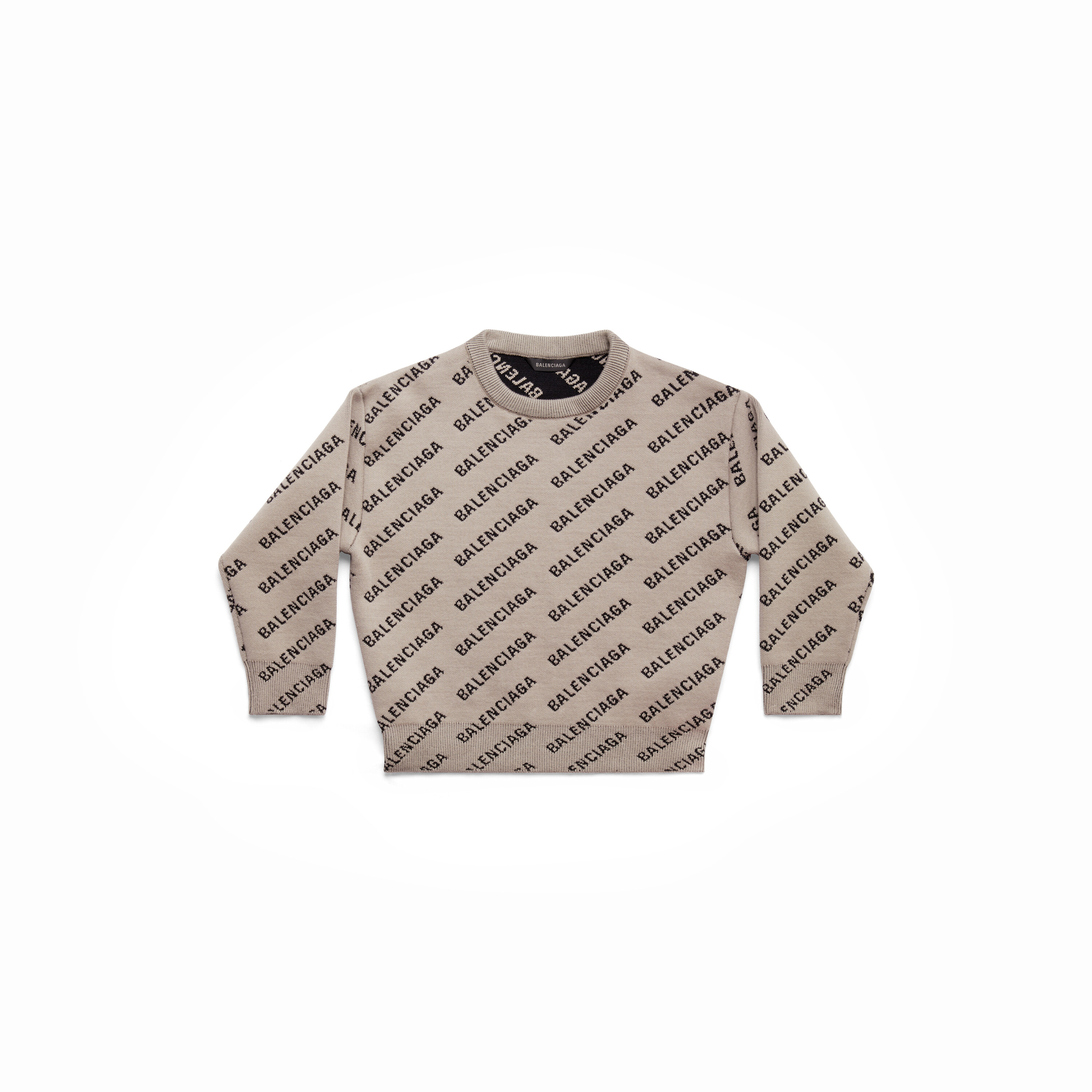 Kids - Allover Logo Sweater in Dark Beige | Balenciaga US