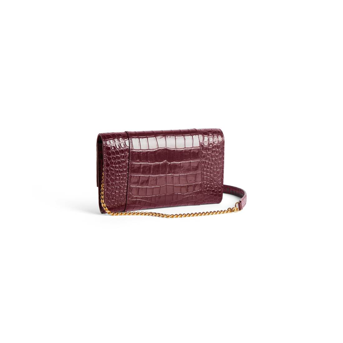 Women's Hourglass Wallet On Chain in Dark Burgundy | Balenciaga United Kingdom EN - Image 3