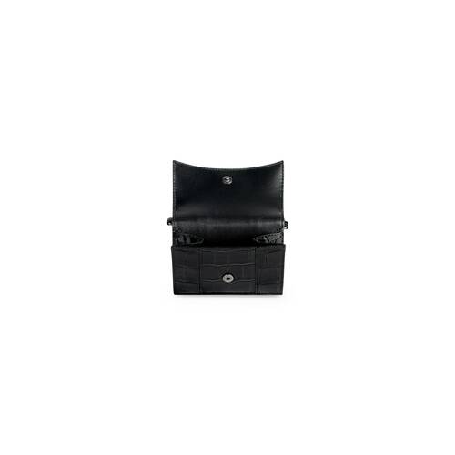 Women's Hourglass Mini Wallet On Chain in Black | Balenciaga US