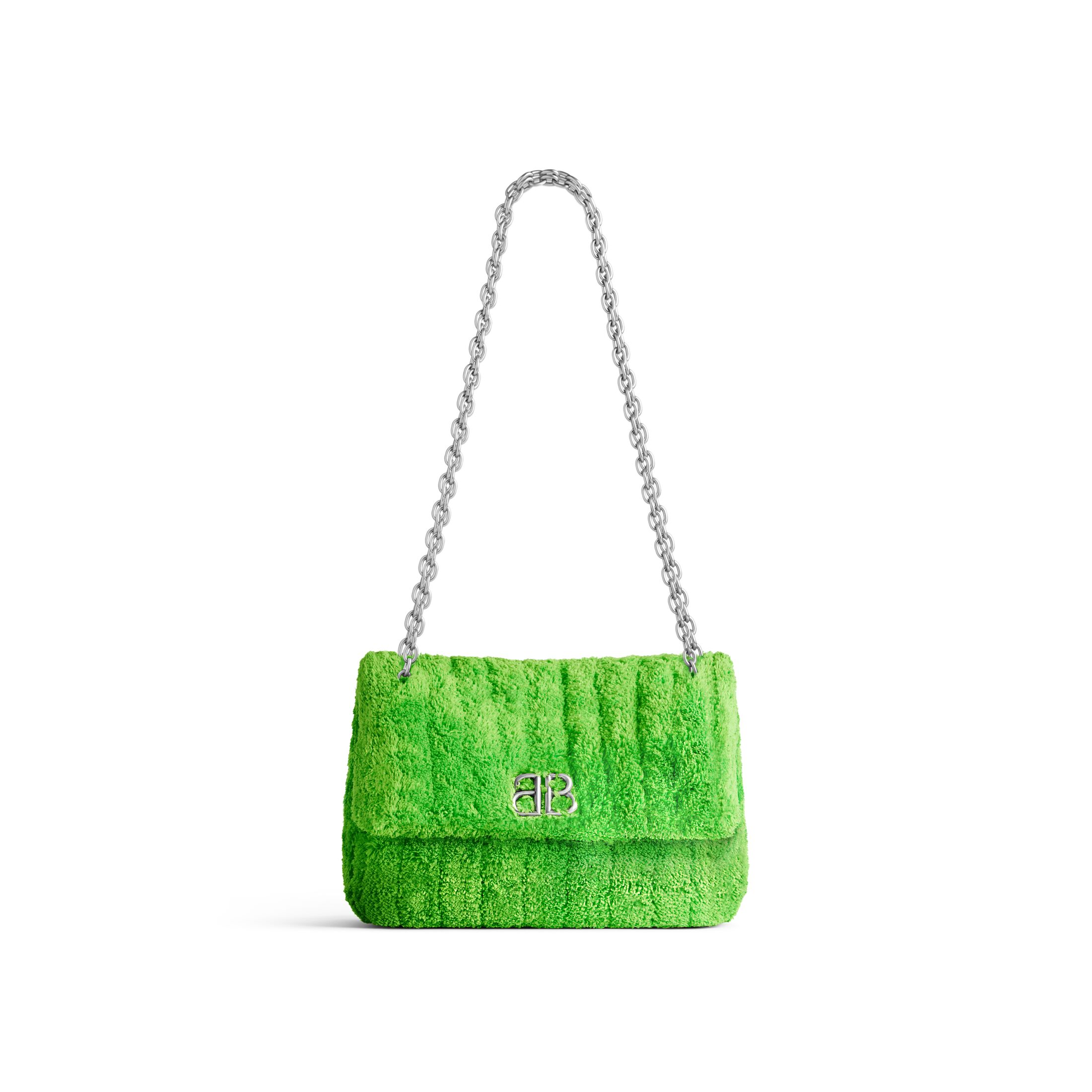 Balenciaga Monaco Mini Bag Quilted Towel Fabric - Green - Woman - Polyester
