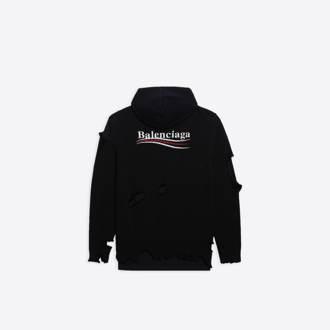 Political Campaign Destroyed Hoodie in Black
