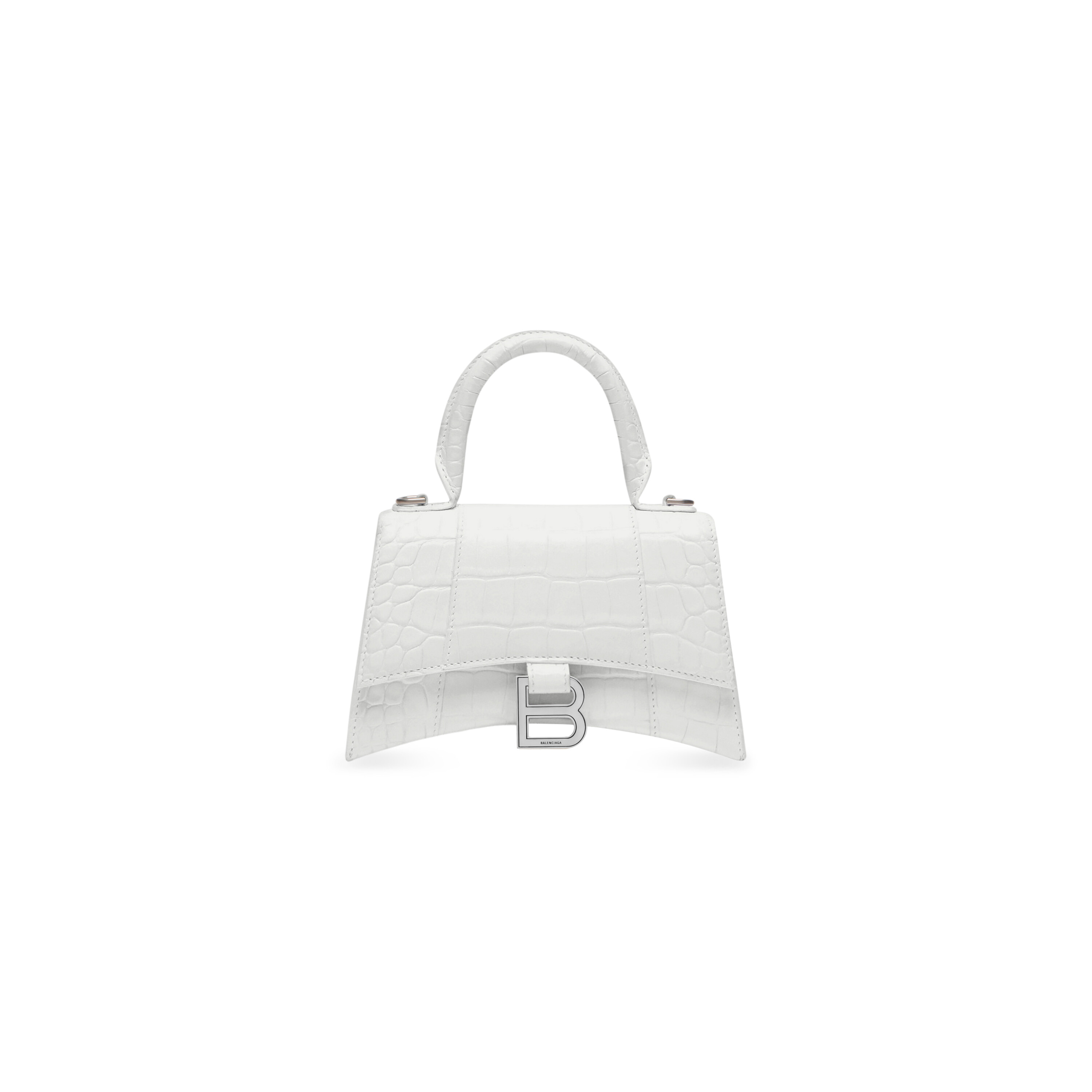 Women's Hourglass Xs Handbag Crocodile Embossed in White
