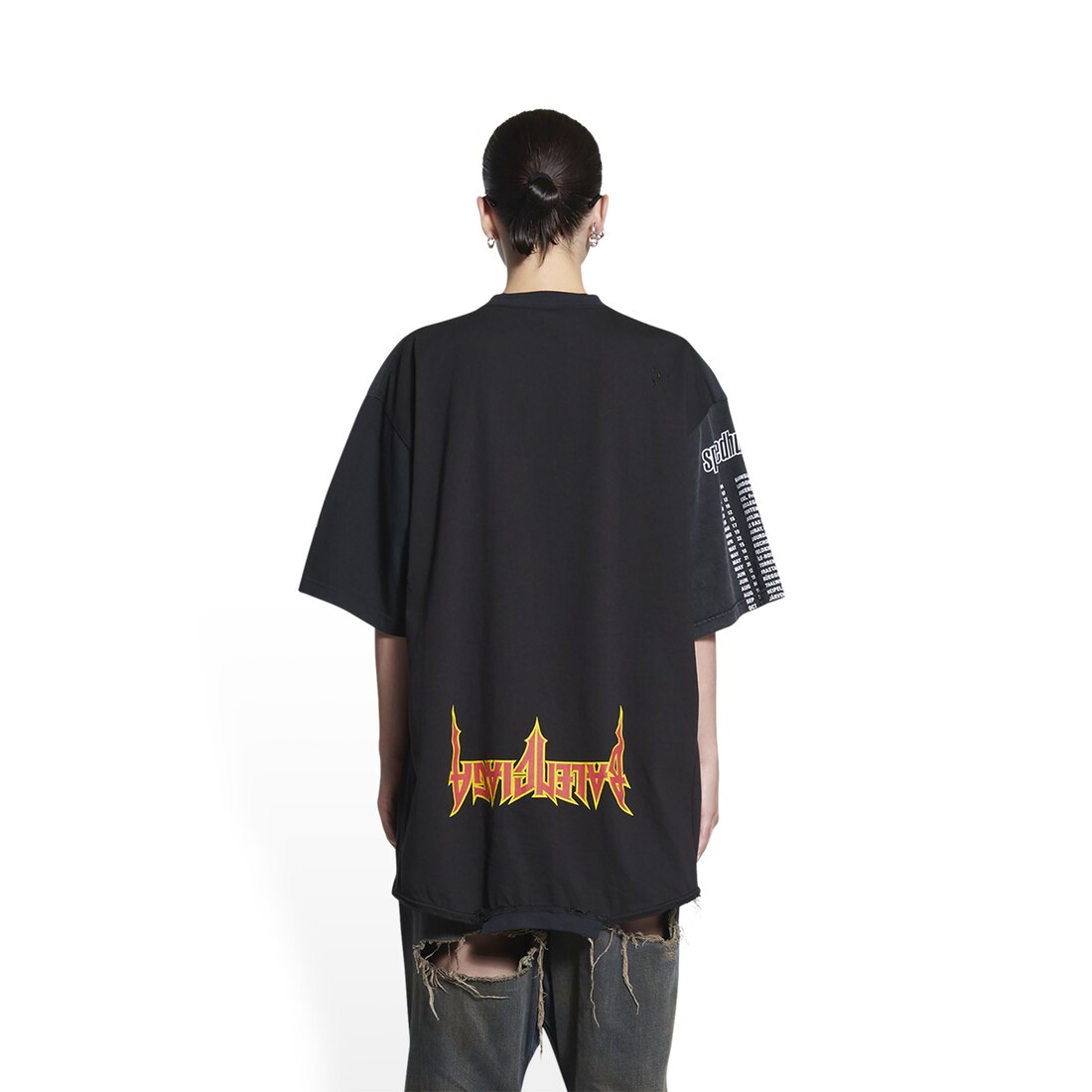 Women's Upside Down T-shirt Oversized in Black