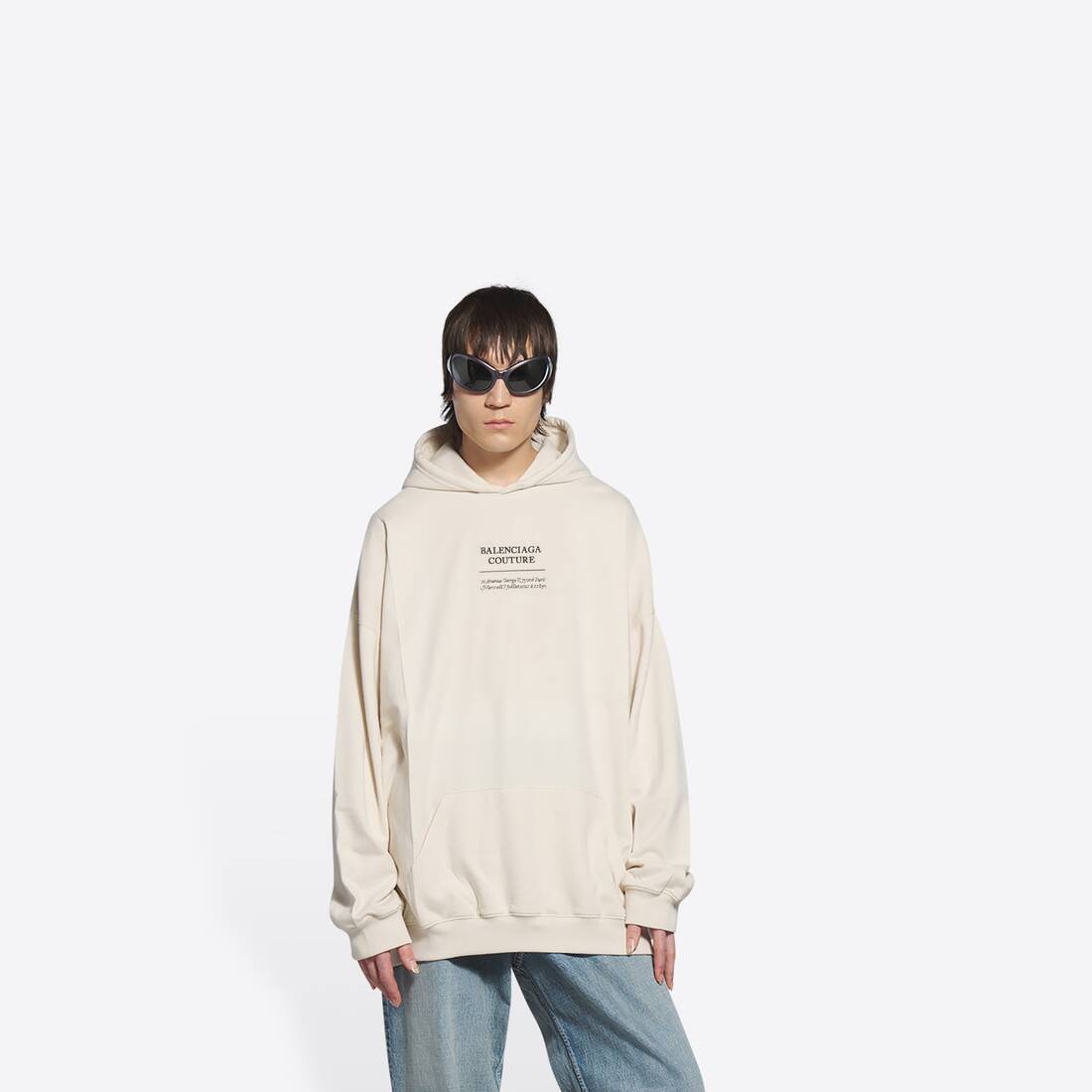 Couture Boxy Hoodie in Beige