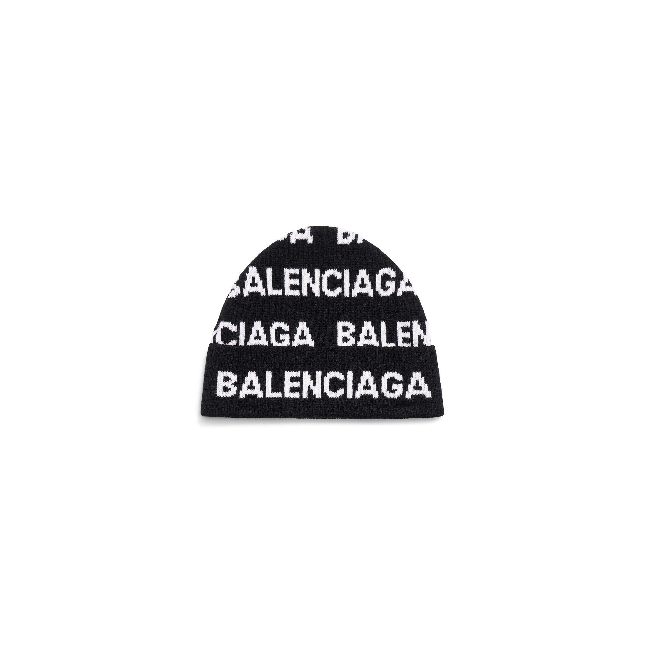 Balenciaga Bal Horizontal Allover Beanie - Black - Men's - Wool