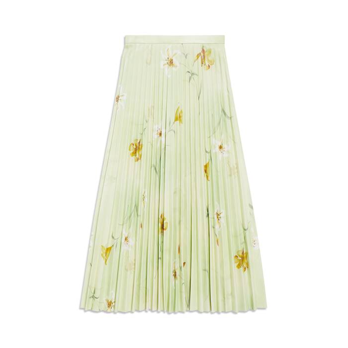 lilies printed pleated skirt