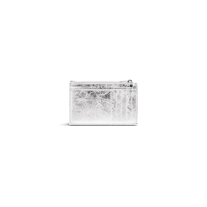 crush long coin and card holder metallized quilted