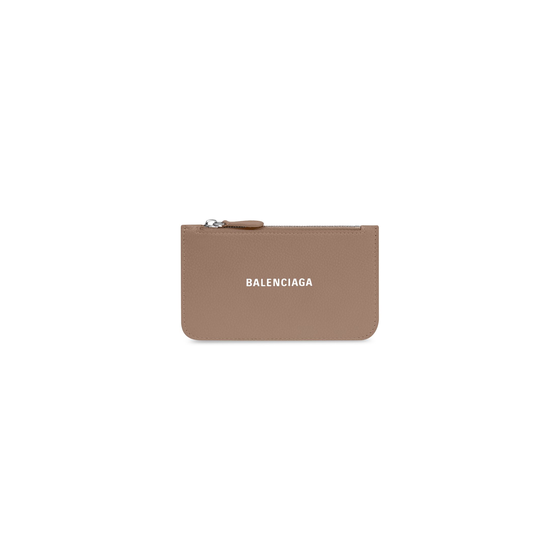 BALENCIAGAのCASH LARGE ロング コイン＆カード ホルダー（グレインカーフスキン）　色: ホワイトロゴ / ベージュ