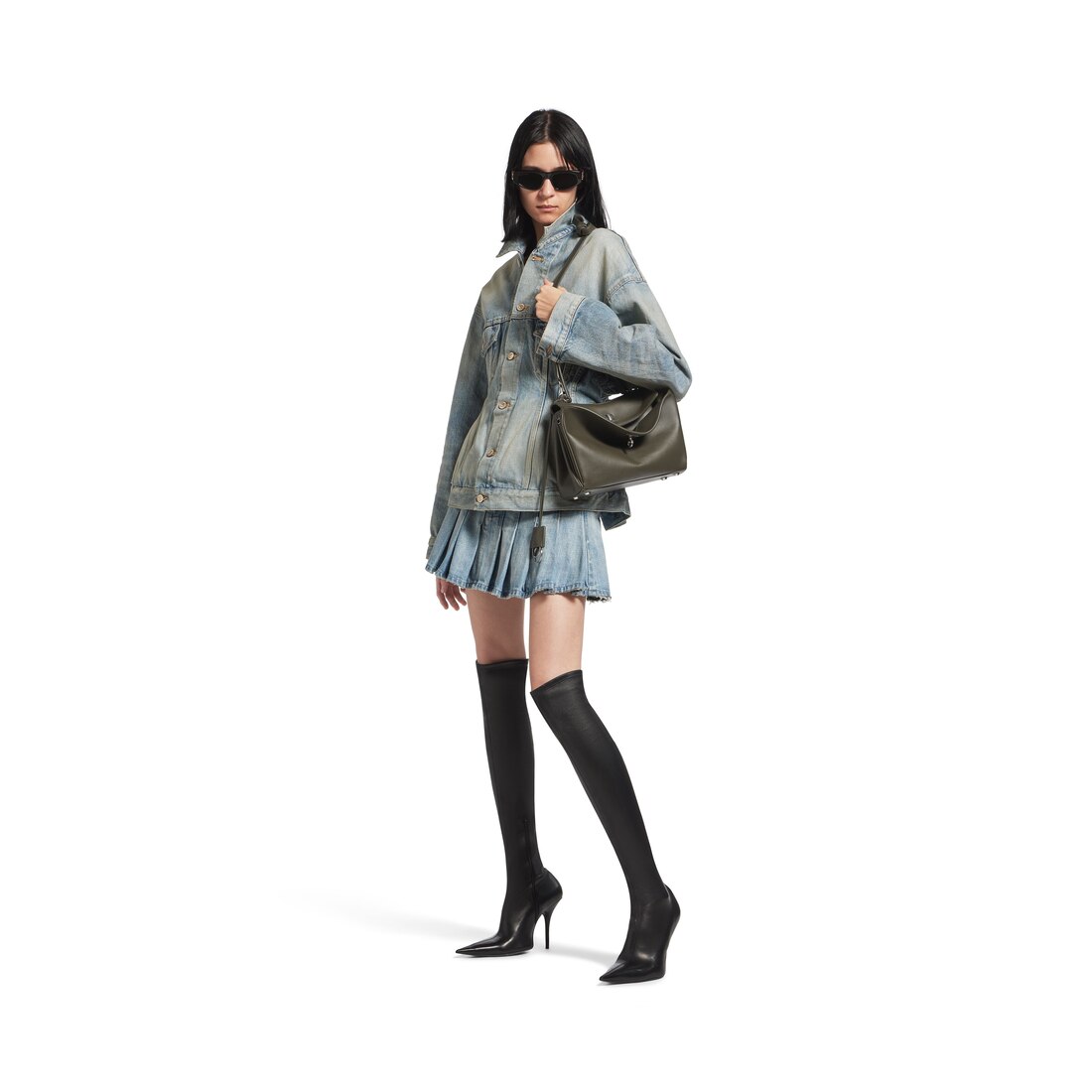 *BALENCIAGA* Rodeo ミディアム カーフスキン ハンドバッグ ホワイト の ウィメンズ Rodeo ハンドバッグ スモール グレ