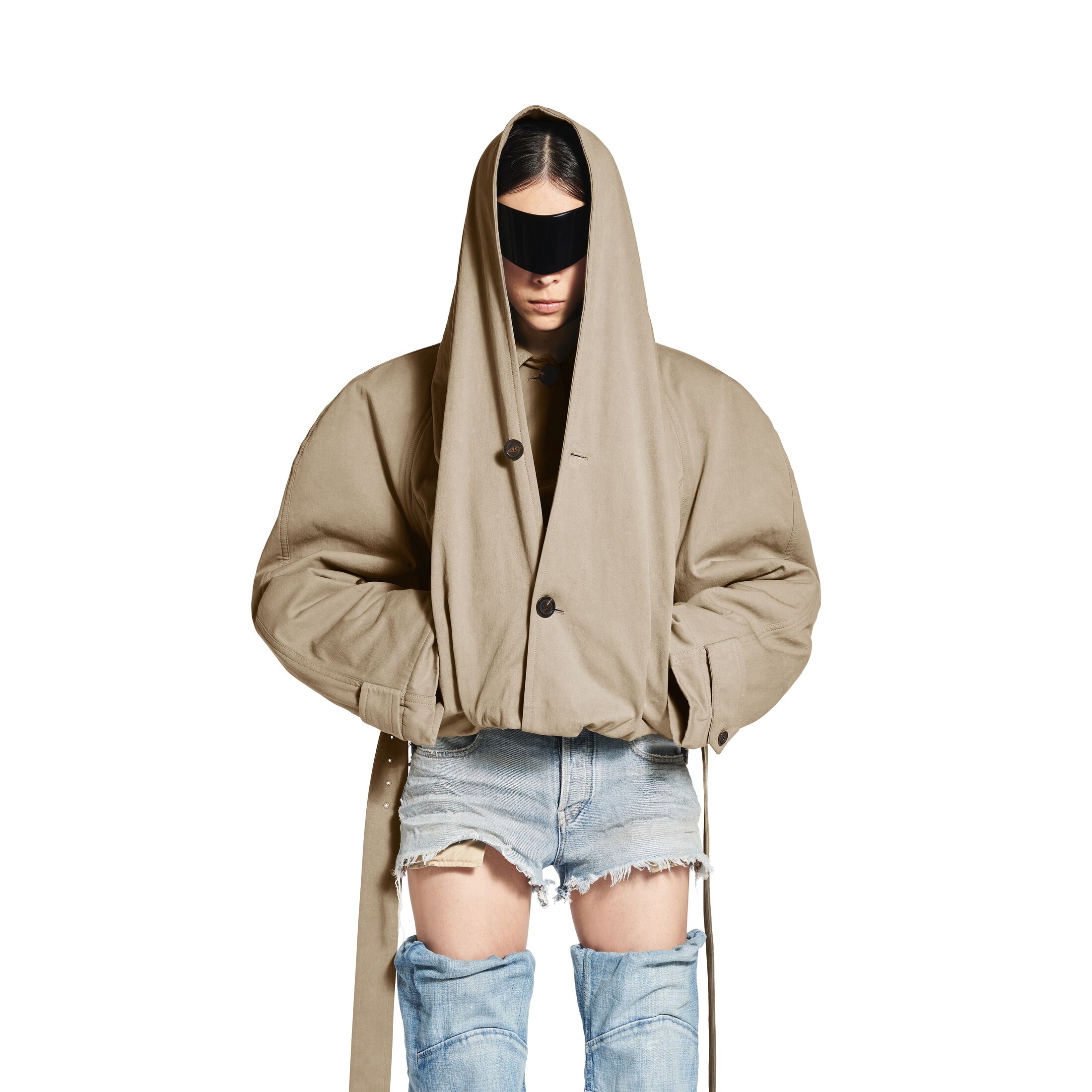 flipped hooded trench