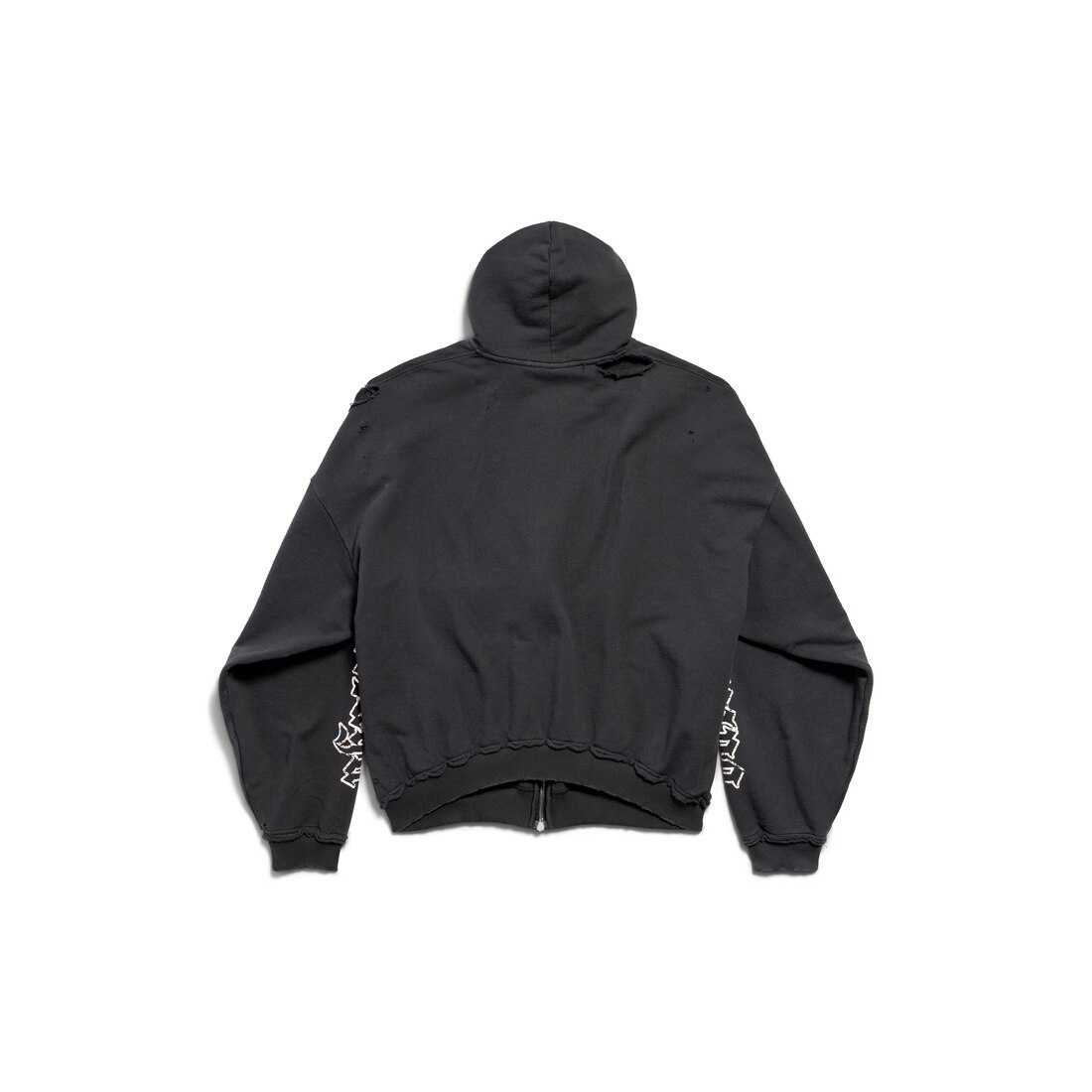 Blackletter Script Pulled Zip-up Hoodie Large Fit in Black