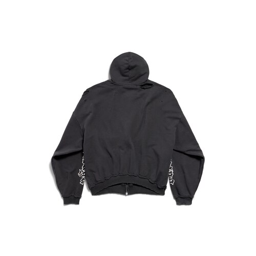 blackletter script pulled zip-up hoodie large fit