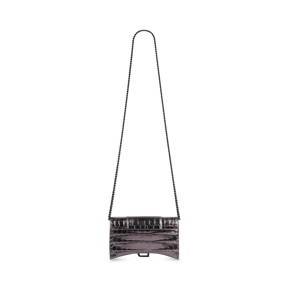 Women's Hourglass Wallet With Chain in Silver | Balenciaga US