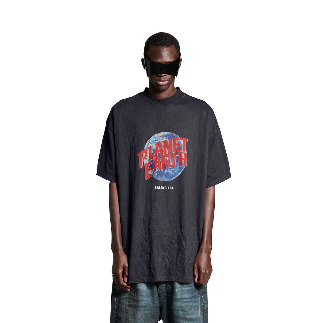 Men's Planet Earth T-shirt Oversized in Black | Balenciaga GB