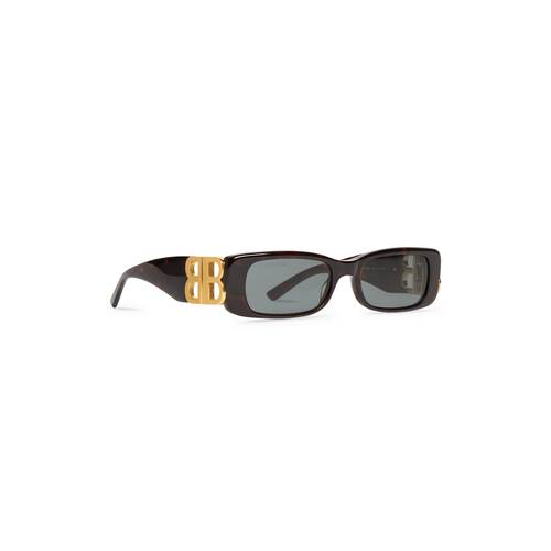 Women's Dynasty Rectangle Sunglasses in Brown | Balenciaga US