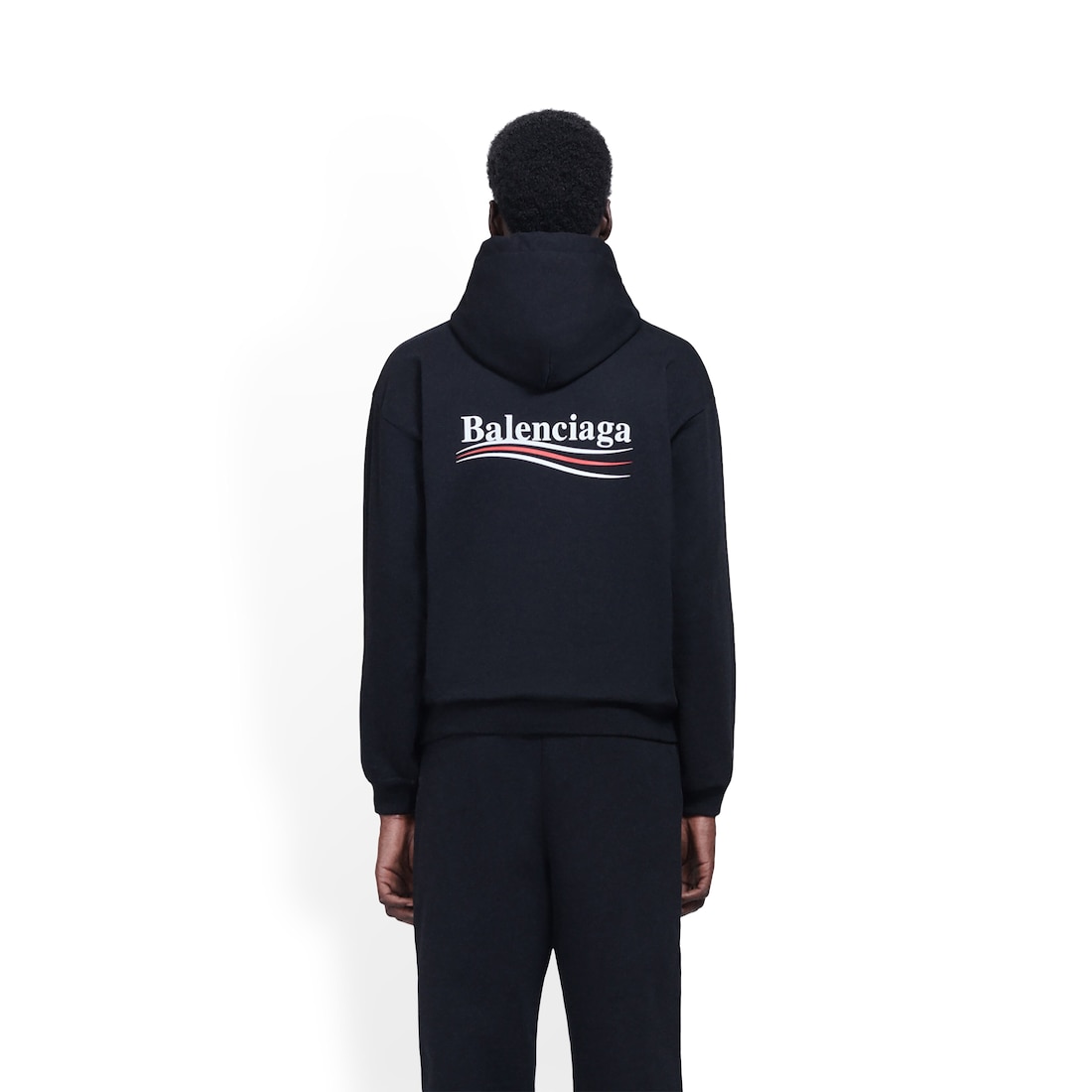 Balenciaga Logo Print Hooded Sweatshirt Black 1070  ONU