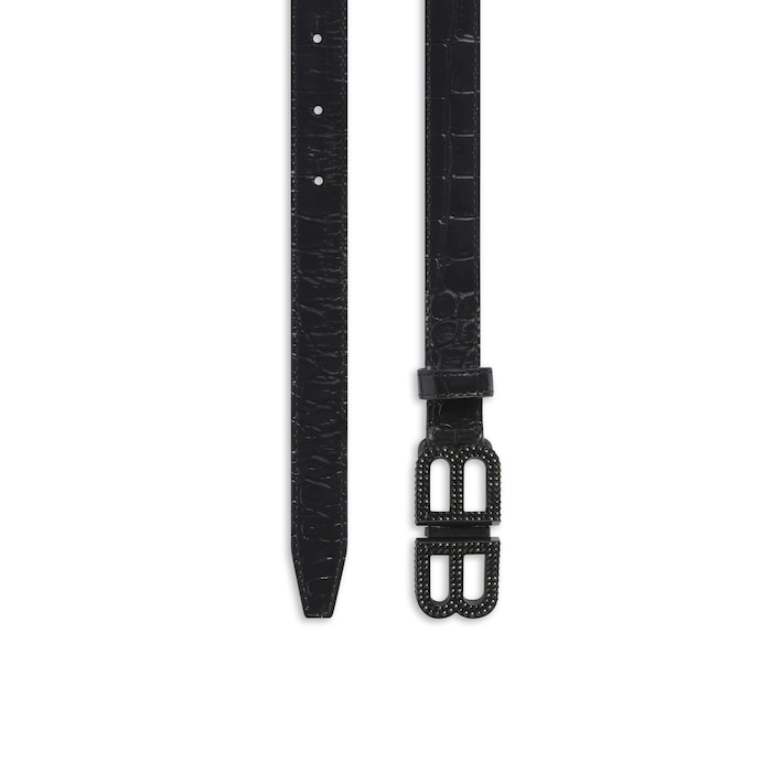 bb hourglass thin belt crocodile embossed with rhinestones