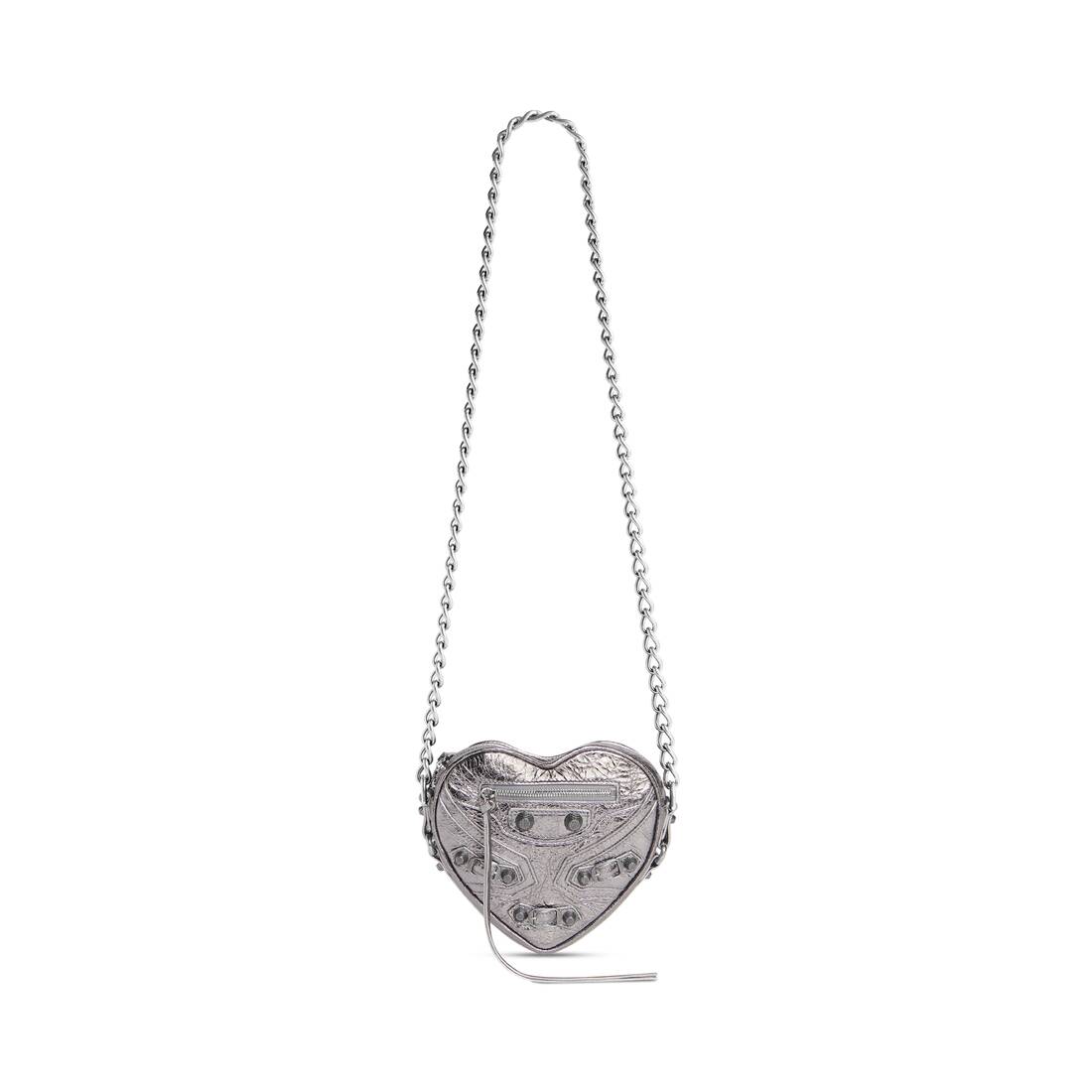 Women's Le Cagole Heart Mini Bag Metallized in Silver