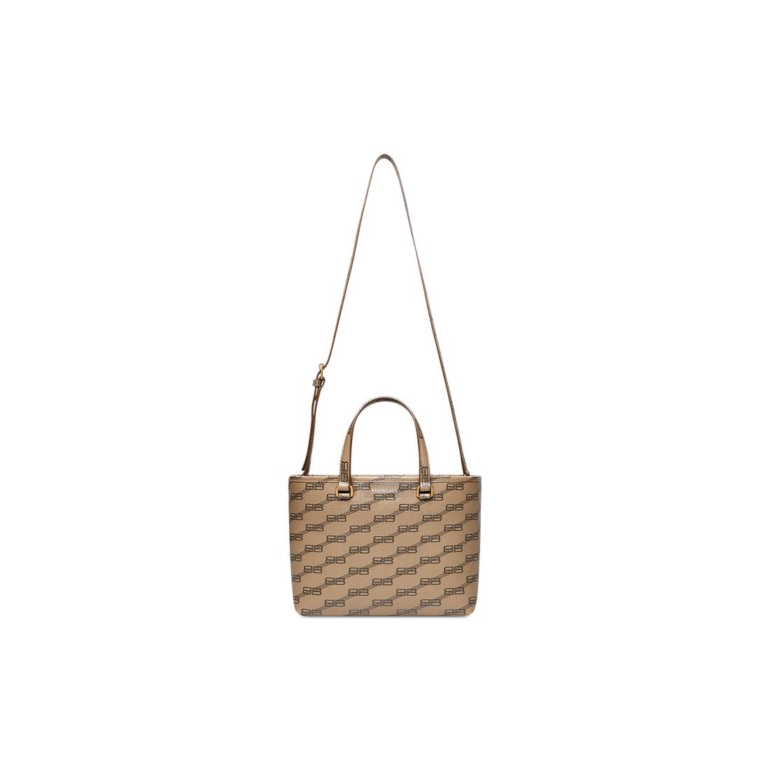 Large Shopping Bag Bb Monogram Coated Canvas And Allover Logo in Beige