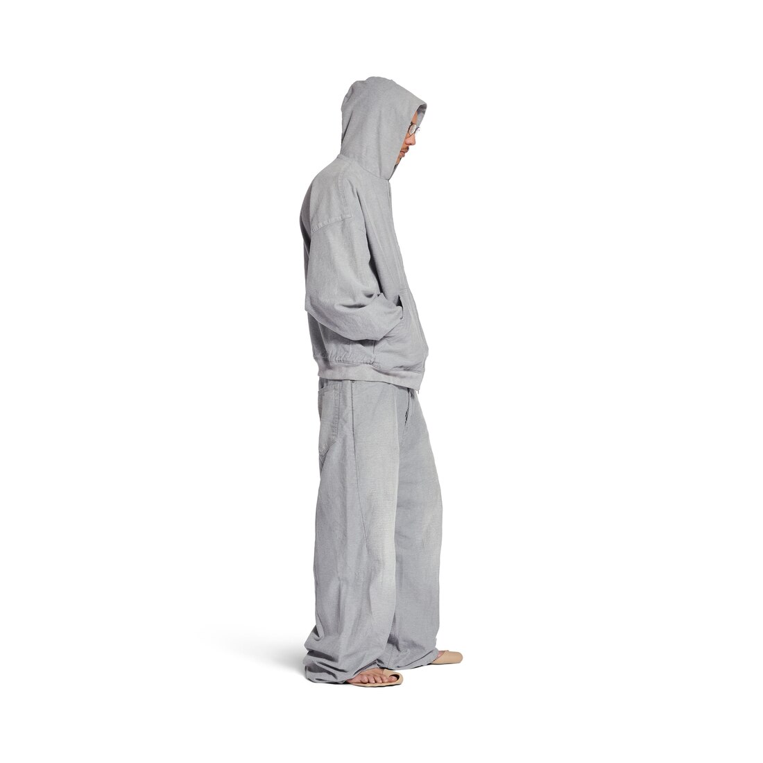 Men's Trompe L'œil Hoodie in Heather Grey