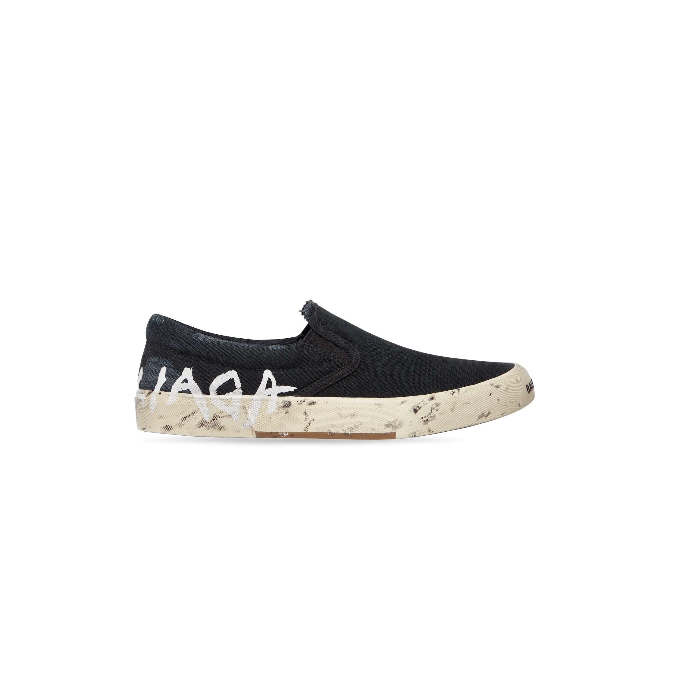 Balenciaga Paris Slip On Graffiti Sneaker - Black - Man - 43 - Cotton