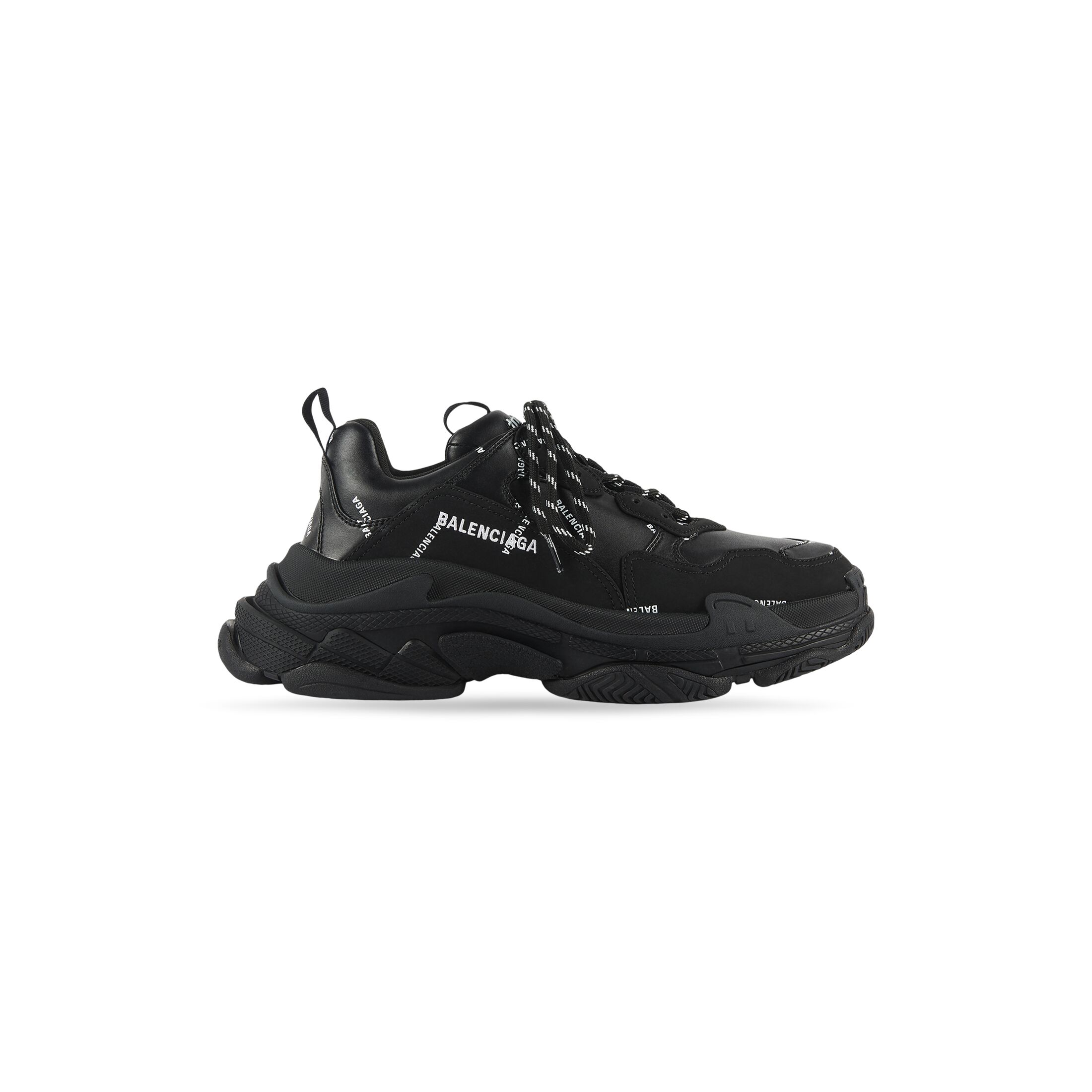 Balenciaga Triple S Sneaker Allover Logo - Black - - 47 - Polyurethane, Polyester