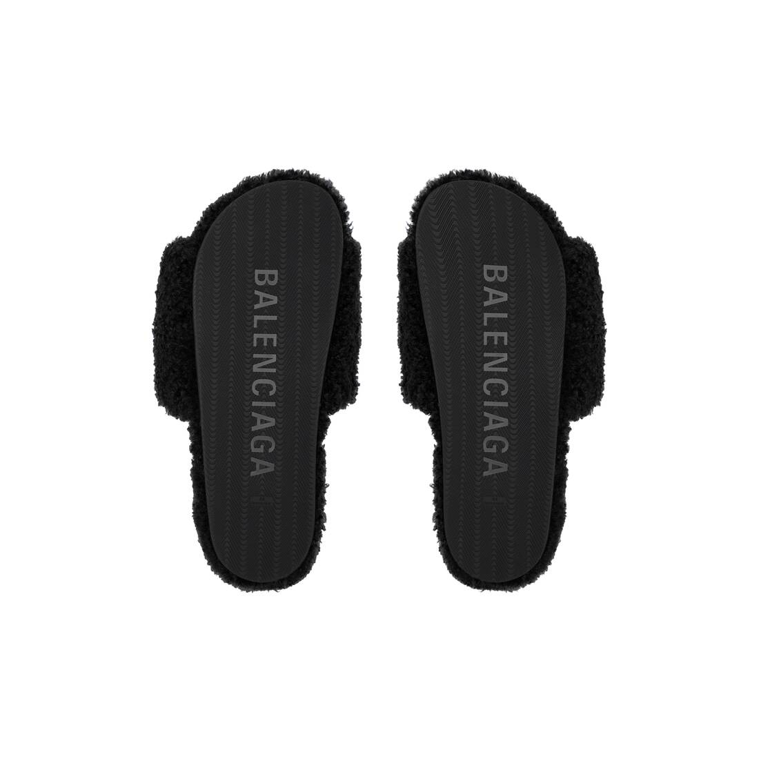Men's Furry Slide Sandal in Black/white/red | Balenciaga US