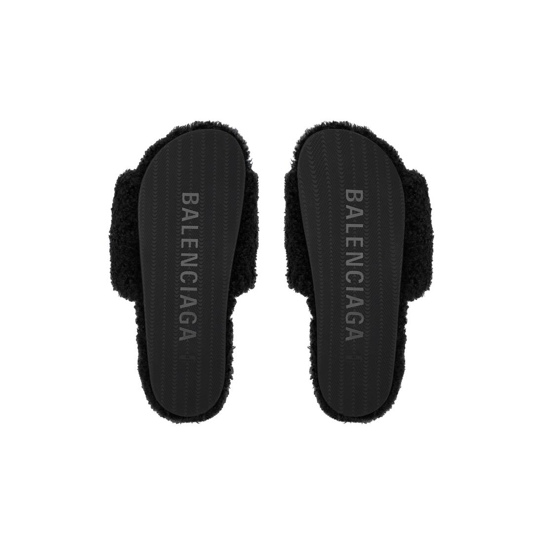Men’s Furry Slide Sandal in Black/white/red| Balenciaga® US