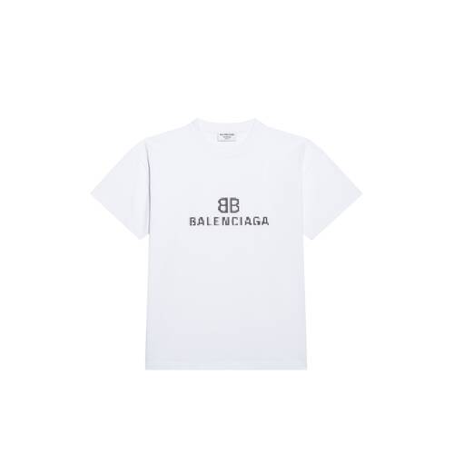 Women's Bb Pixel Medium Fit T-shirt in White | Balenciaga US