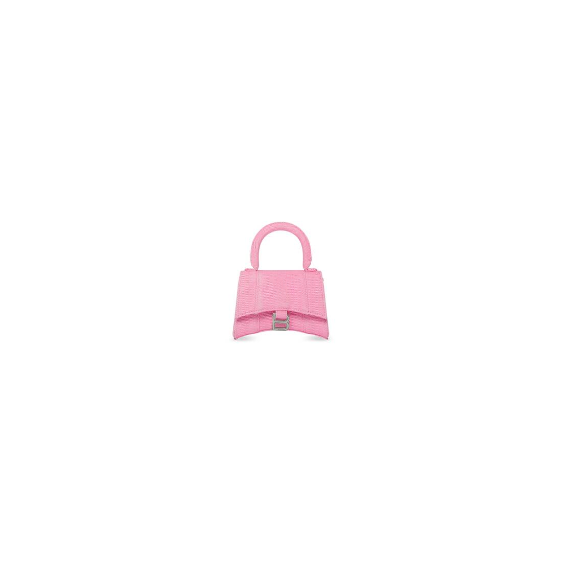 Balenciaga Metallic Pink Embossed Crocodile Hourglass Mini Top Handle Bag  For Sale at 1stDibs