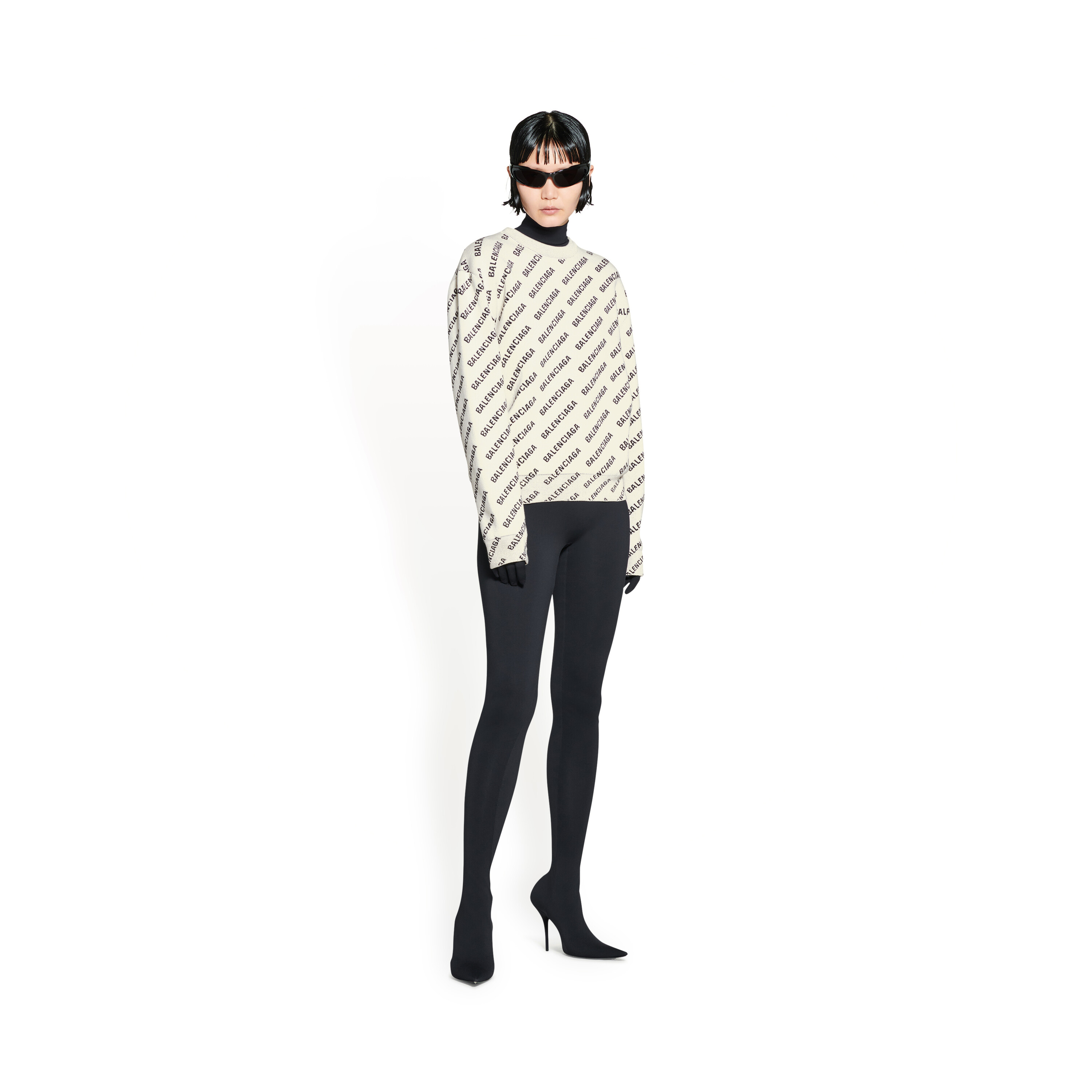 オフホワイト の ウィメンズ Mini Allover Logo Sweater | Balenciaga 