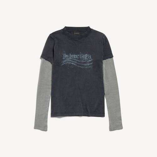 washed crayon political double sleeve t-shirt